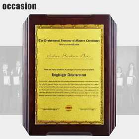 荣誉牌匾定制 纹绣师资格证书制作 定做金箔奖牌授权牌加盟牌刻字