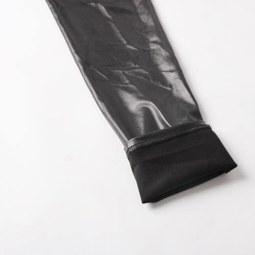 M码黑色薄款紧身pu皮裤女哑光外穿打底裤子B43 商品图1