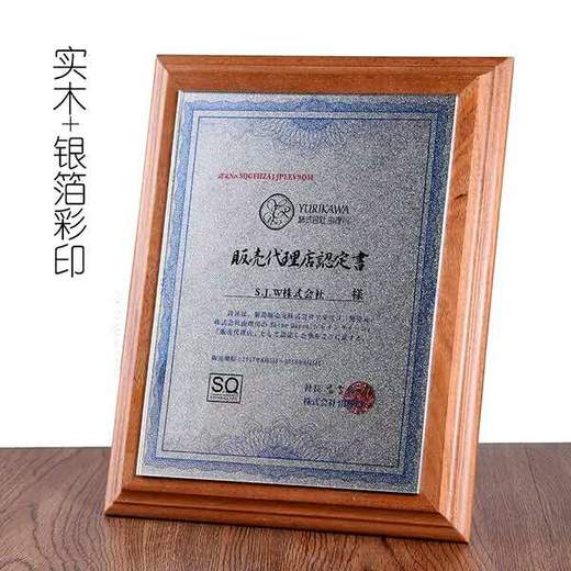 创意实木授权牌加盟牌定做高档实木牌匾奖牌代理商荣誉证书定制 商品图3