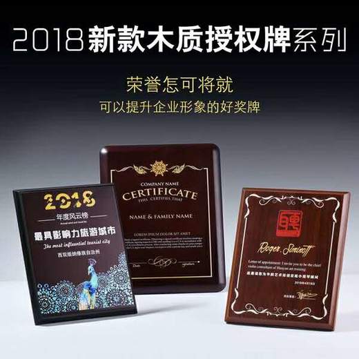 授权牌定制彩色木质奖牌证书定做实木加盟牌授权书制作荣誉牌匾 商品图1
