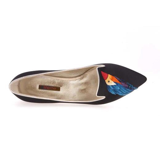 姚晨同款 sheme 鸳鸯羽毛手工刺绣平跟 单鞋 商品图7