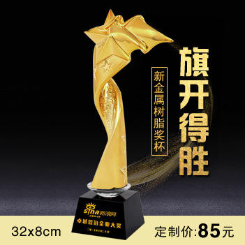旗开得胜  奖杯定制定做高档优秀员工奖品创意金属奥斯卡小金人冠军奖杯刻字 商品图0