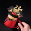 中国风咖啡杯陶瓷杯茶杯龙凤马克杯子创意皇帝皇后龙帽凤冠硅胶盖 商品缩略图1
