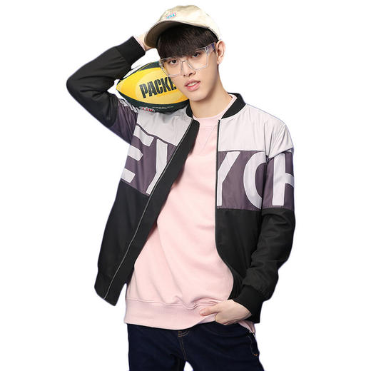 韩都衣舍男装2016秋季新款韩版运动修身印花男士夹克青年ae6035憉