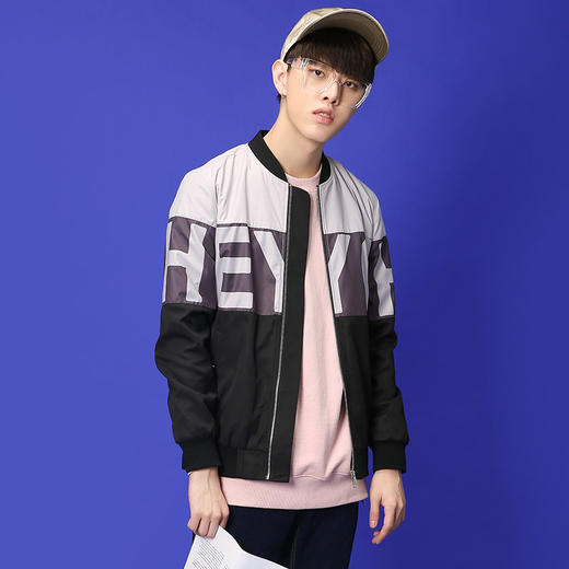 韩都衣舍男装2016秋季新款韩版运动修身印花男士夹克青年ae6035憉