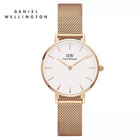 丹尼尔惠灵顿DanielWellingtonDW女表金色边金属表带28mm白盘欧美简约学生石英手表 包邮