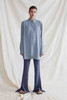 HIDEMI 雾霾蓝剪刀领中长款衬衫 商品缩略图0