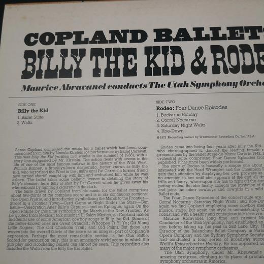 LP黑胶唱片  阿隆·科普兰作品《小伙子比利》《牧区竞技》 商品图2