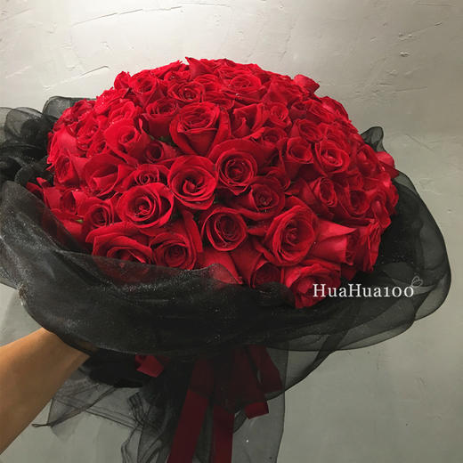夜夜丨99朵红玫瑰黑纱款 商品图0