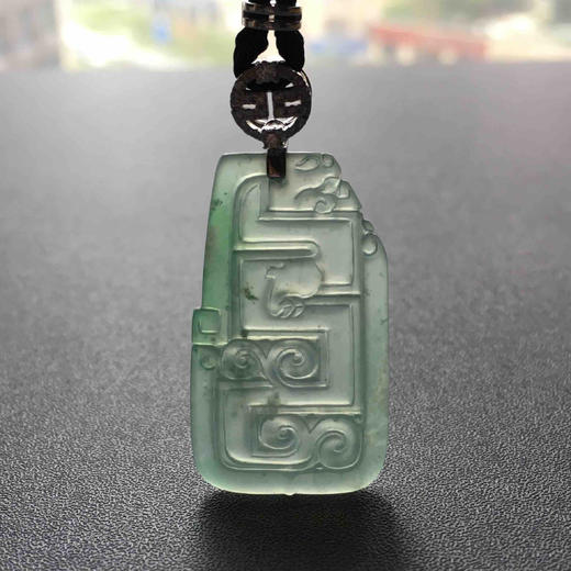 高冰种晴水翡翠龙牌18k白金钻石镶嵌 商品图8