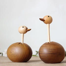 北欧风格  鸵鸟  丹麦木偶摆件  木质家居  创意生日礼物