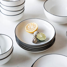 摩登主妇欧式创意黑线陶瓷餐具装菜盘子碟子菜盘西餐盘家用碗汤盘
