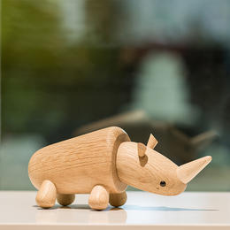 北欧风格  犀牛  丹麦木偶摆件  木质家居  创意生日礼物