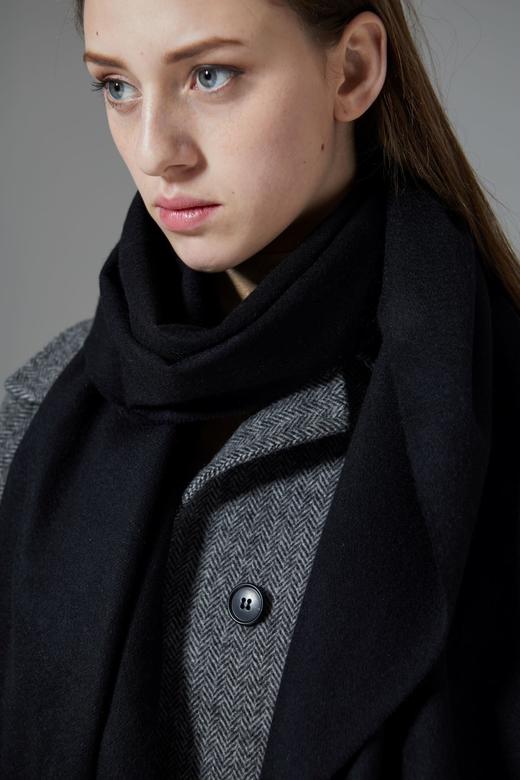 经典纯羊绒围巾 黑色 商品图3