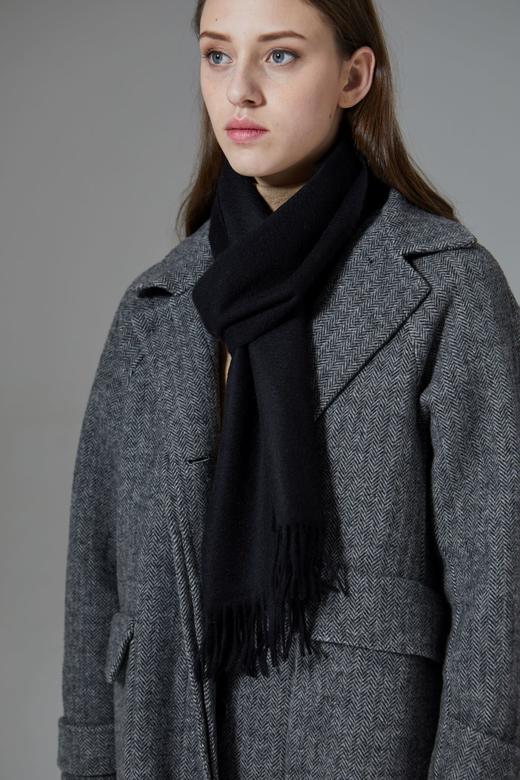 经典纯羊绒围巾 黑色 商品图1