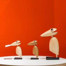 北欧风格  呆萌啄木鸟  名片夹  丹麦木偶摆件  木质家居  创意生日礼物