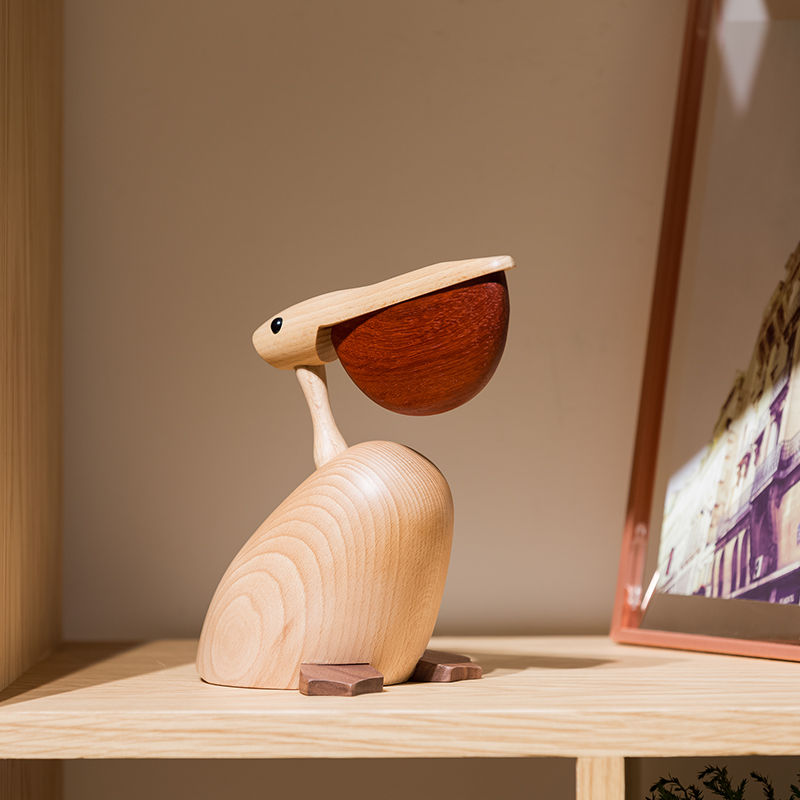 北欧风格  鹈鹕  丹麦木偶摆件  木质家居  创意生日礼物