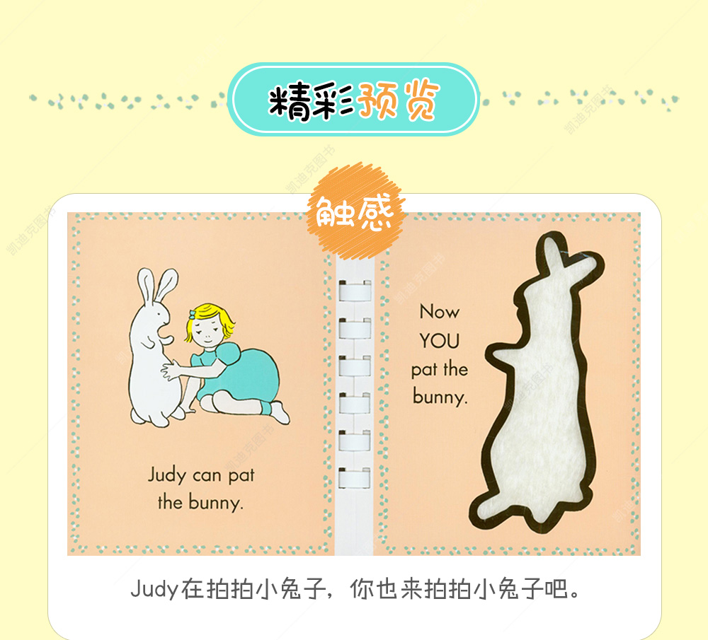 采英文原版书绘本拍拍小兔子英文绘本patthebunny触摸书婴幼香味玩具