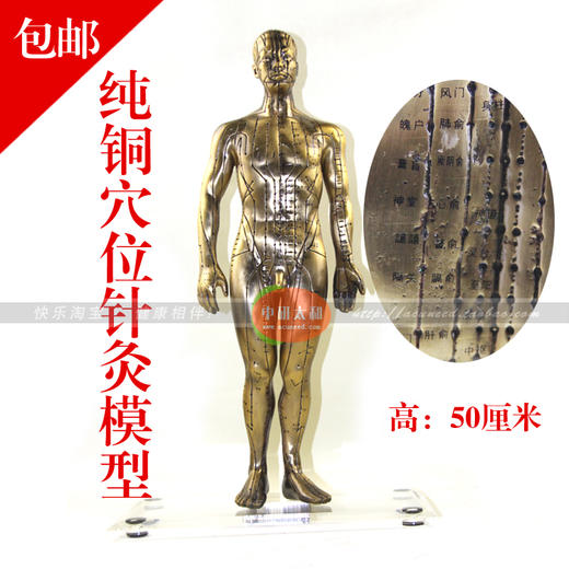 纯铜50cm 空心针灸经穴奇穴人体模型 针灸针模型 穴位线 商品图0