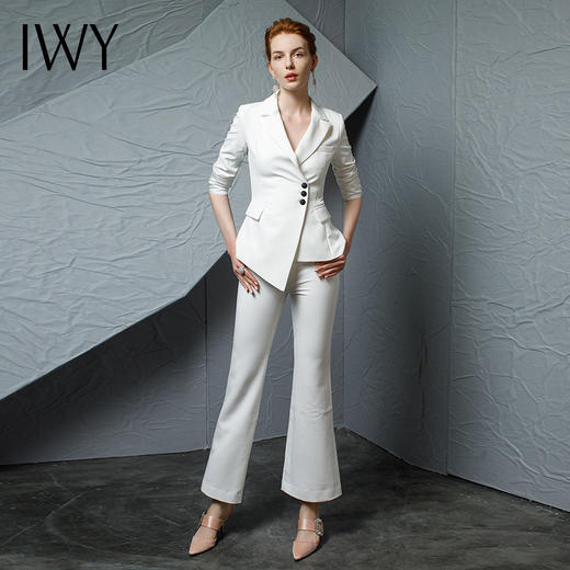 IWY/大气西服套装女薄款套装欧美时尚女士白色西装阔腿裤CP8242 商品图1