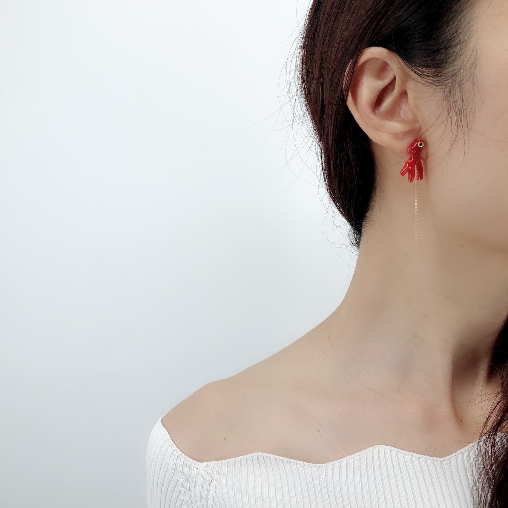 北京仓｜MONAKA-Flat-天然深海有机宝石 18K黄金 耳环 两种戴法（单支）款式A［日本设计师］