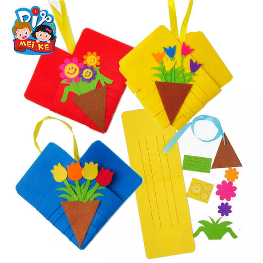 MEIKE教师节儿童手工diy不织布爱心编织挂件 幼儿园布艺手工制作 商品图0