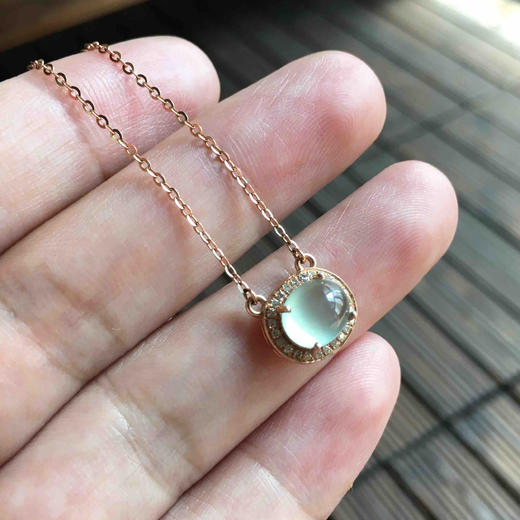 高冰种晴水翡翠蛋面锁骨链 商品图8