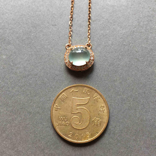 高冰种晴水翡翠蛋面锁骨链 商品图4