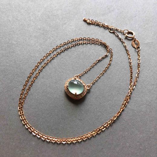 高冰种晴水翡翠蛋面锁骨链 商品图3
