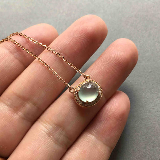 高冰种晴水翡翠蛋面锁骨链 商品图6