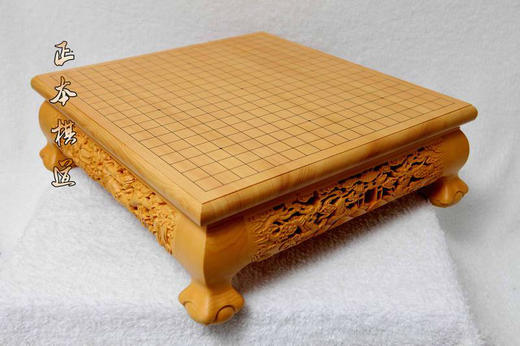 乌龙精品棋盘 实木棋盘 新榧 香榧实木 雕花围棋桌 围棋墩 商品图4