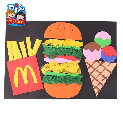 幼儿园儿童手工diy 儿童益智粘贴创意薯条 汉堡 黑板墙装饰贴画 商品图0