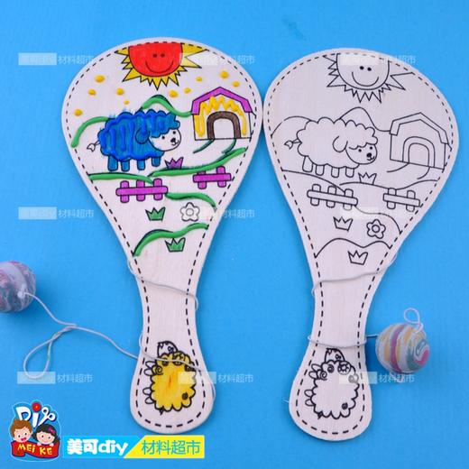 MEIKE 手工材料白坯木质绘画球拍幼儿园美劳比赛身体平衡教具精品 商品图3