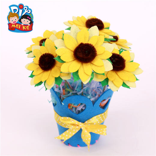 教师节不织布艺盆栽花儿童diy幼儿园手工制作仿真花立体花材料包 商品图3