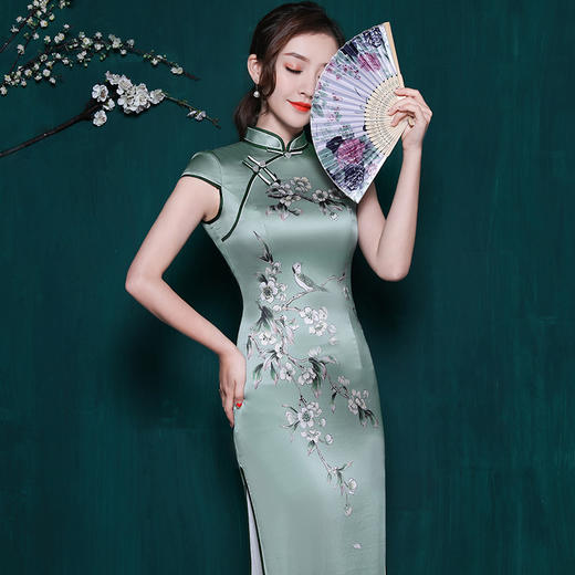 msf2060新款古典风雅时尚气质真丝旗袍精品