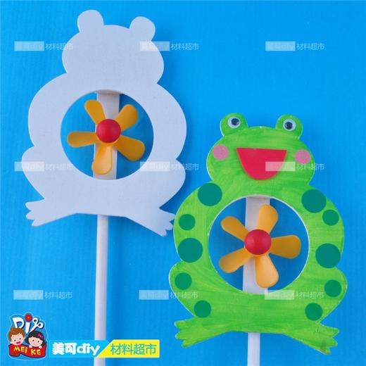 美可diy 白坯卡通动物木质风车幼儿园手工益智材料创意新款美劳 商品图2