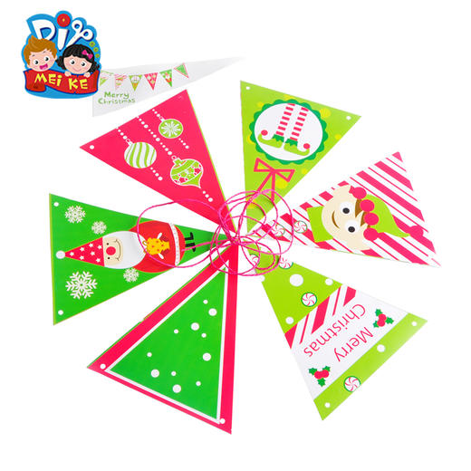 圣诞节手工diy纸质三角挂旗幼儿园装饰挂旗布置制作材料包圣诞树 商品图2