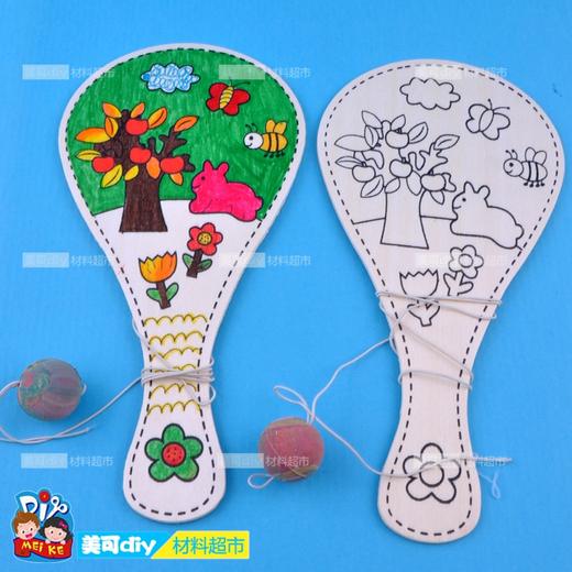 MEIKE 手工材料白坯木质绘画球拍幼儿园美劳比赛身体平衡教具精品 商品图4