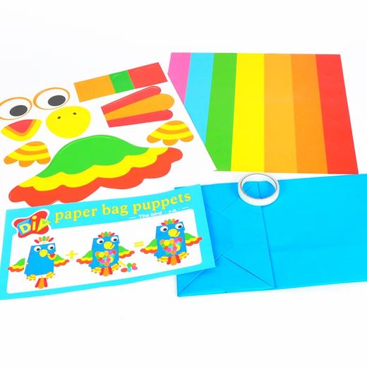【美可—表演区】卡通动物纸袋手偶幼儿园粘贴画手工制作DIY材料包儿童手玩具创意 商品图1