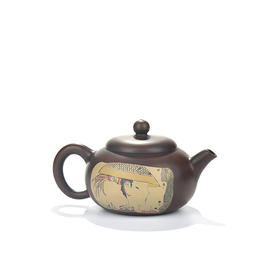 刘也涵覆色刻填风吹红河谷系列壶