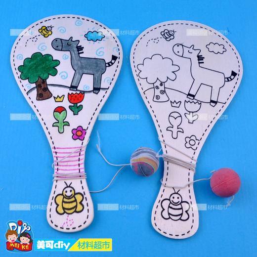 MEIKE 手工材料白坯木质绘画球拍幼儿园美劳比赛身体平衡教具精品 商品图1