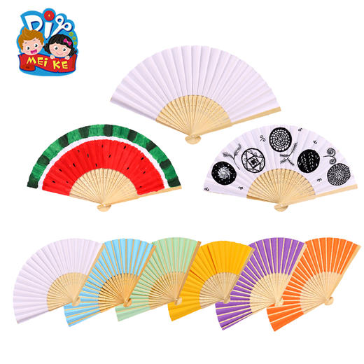 手绘纯手写空白扇面幼儿园儿童手绘涂鸦diy折扇手工材料包中国风 商品图4