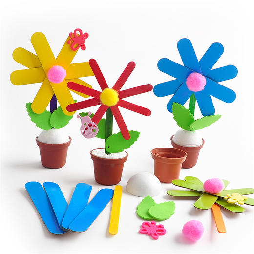 MEi KE教师节手工diy可爱小花盆栽幼儿园儿童DIY制作仿真装饰花束 商品图4