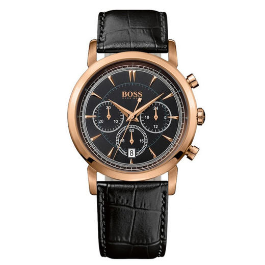 hugoboss男士皮带玫瑰金石英手表1512781特价75折