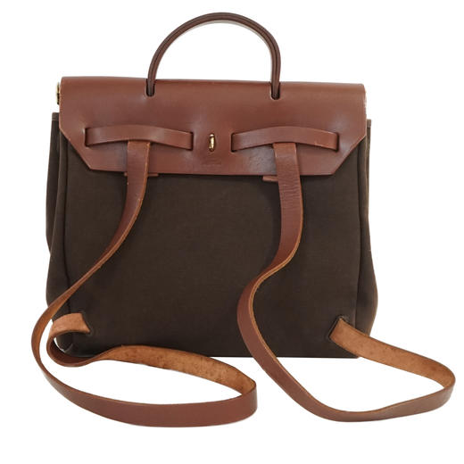 hermes咖啡色herbag手提双肩包