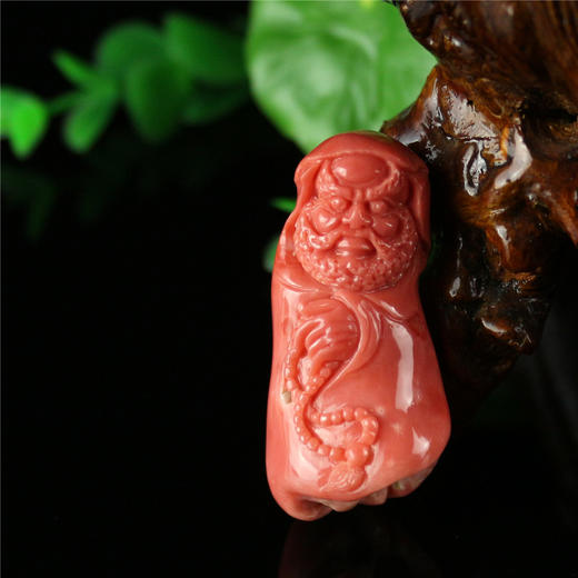 珊瑚雕菩提达摩挂件小
