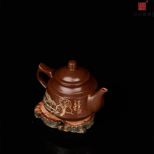 袁应德谢恒单色刻填合欢壶 商品图2