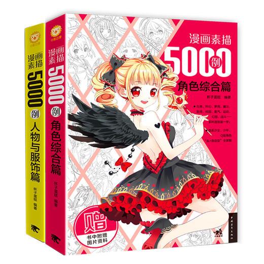 漫画素描5000例:角色综合篇+人物与服饰篇套装2册 漫画素描Q版美少女美少年造型零基础教程书漫画服饰造型从入门到精通创意双色版 商品图2