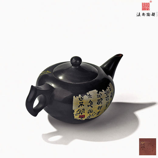 袁应德、谢恒覆色刻填花鸟如意壶 商品图0