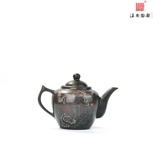 袁应德谢恒覆色刻填花鸟逢春壶 商品图0